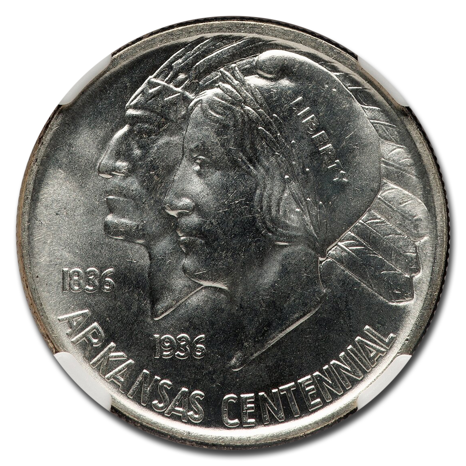 『NGC MS62』アーカンソー州100周年ハーフダラー銀貨（1938年） NGC MS62』アーカンソー州100周年ハーフダラー銀貨（1938年）